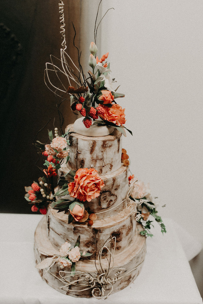 Hochzeitstorte Boho Holzoptik