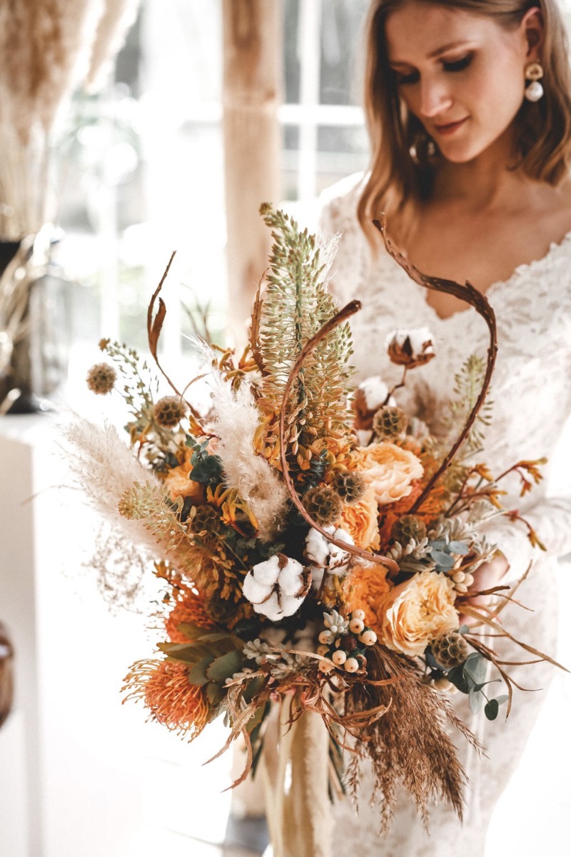 Brautstrauß Orange Boho