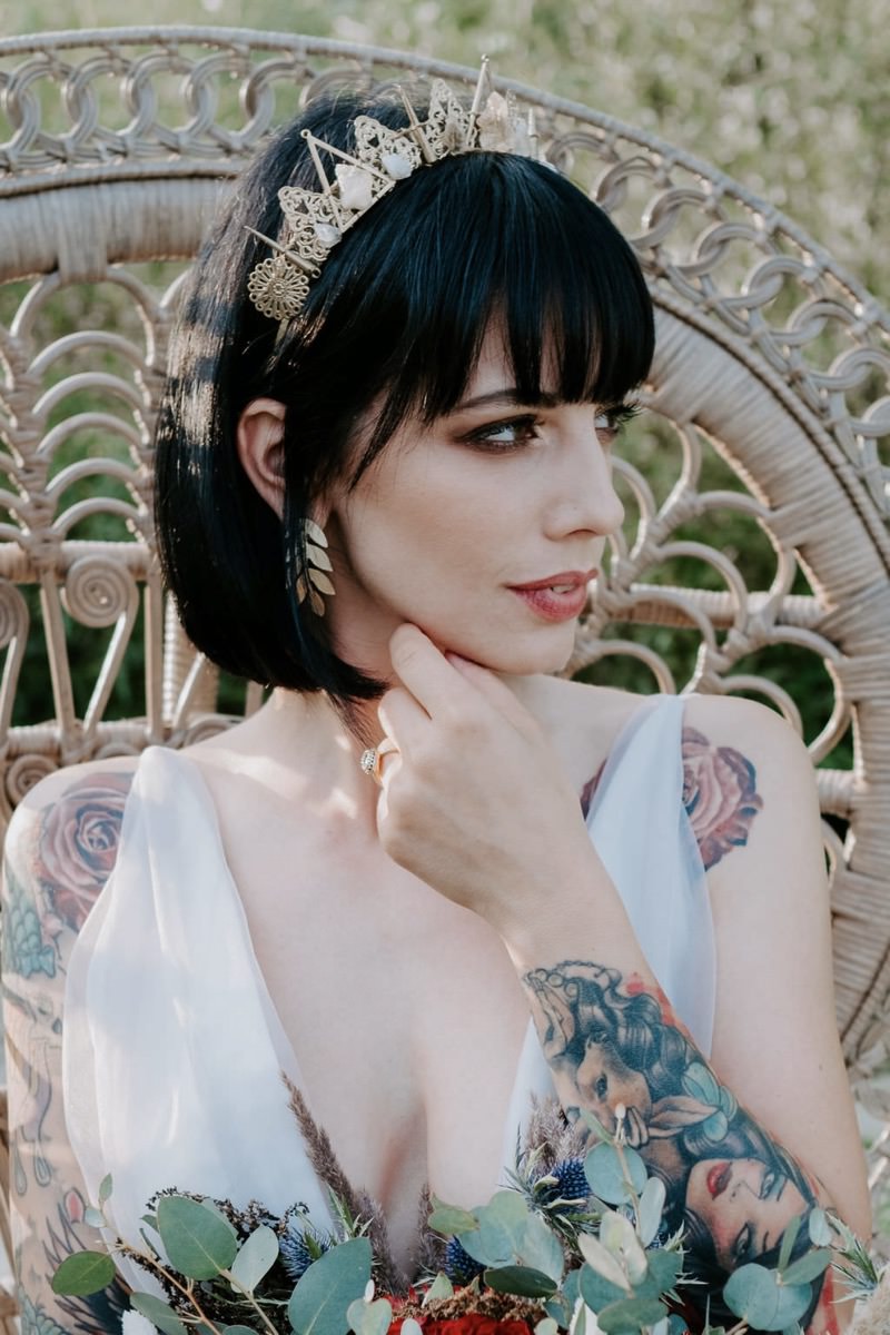 Brautfrisur, Bohobraut, Brautmakeup