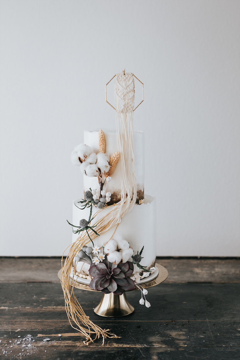 Hochzeitstorte Boho Baumwolle