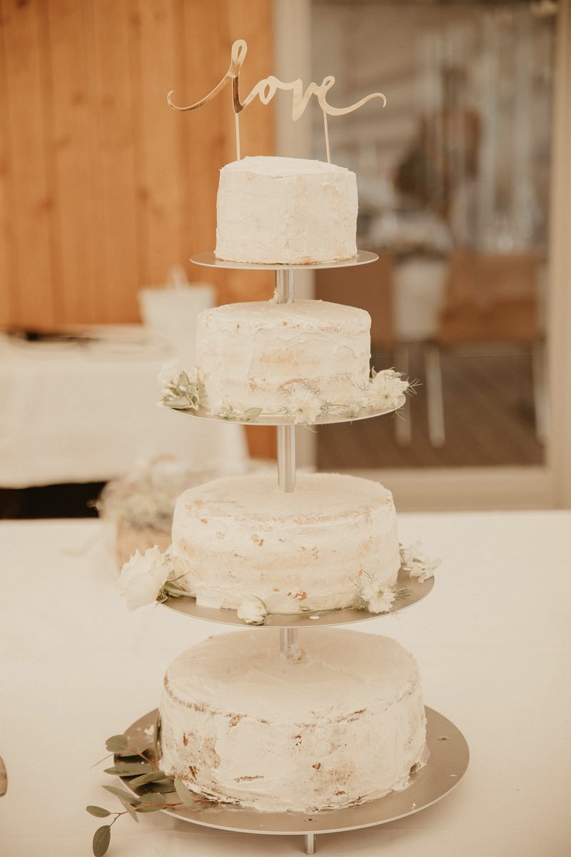 Hochzeitstorte Weiß Sei Naked Cake, Vierstöckige Torte