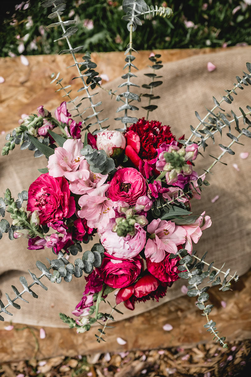 Brautstrauß Boho Pink und Rosa