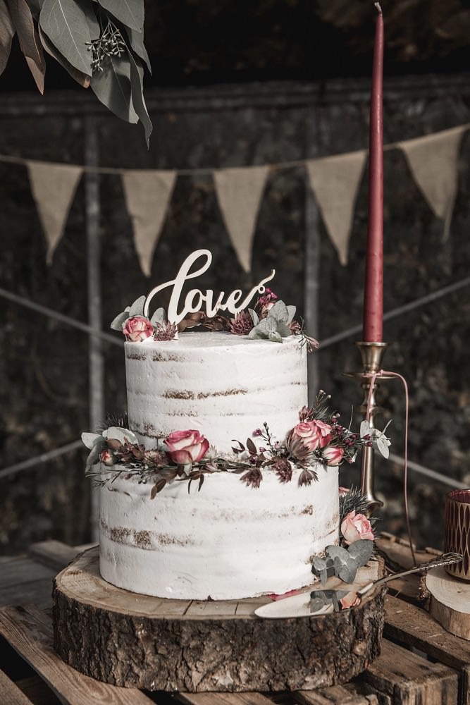 Hochzeitstorte Boho, Semi Naked Cake