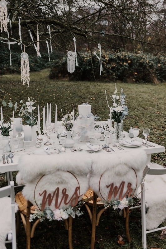 Tischdekoration Hochzeit, Hochzeitsdekoration, Bohohochzeit, Winterhochzeit