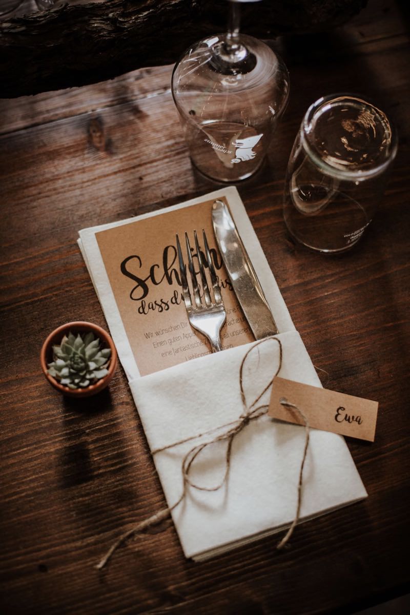 Hochzeitspapeterie Vintage Kraftpapier