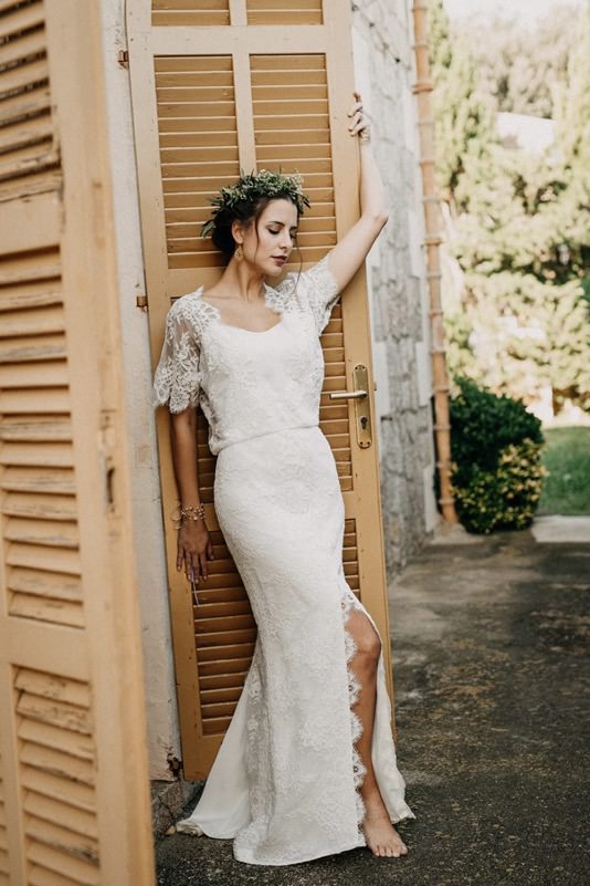 Brautkleid Boho, Brautmode Schleifenfänger
