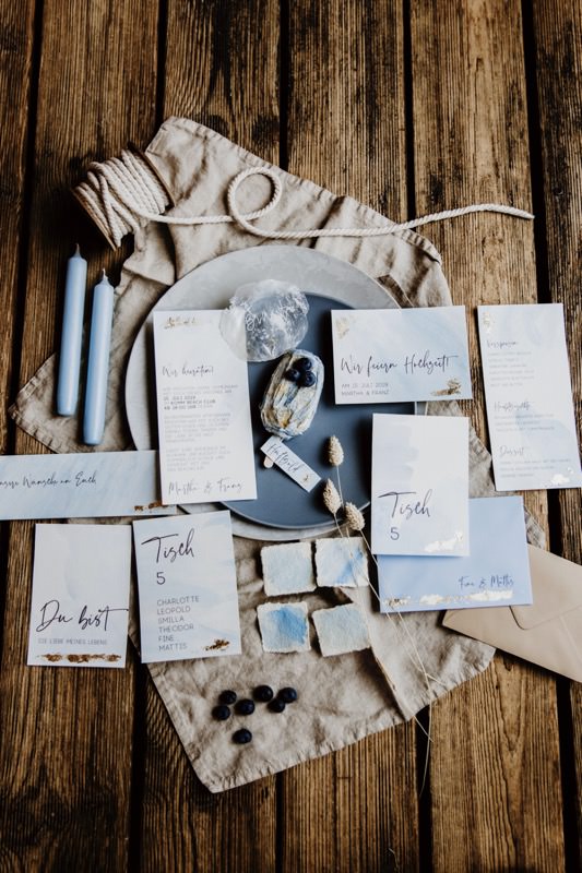 Hochzeitspapeterie Boho, maritime Papeterie, Classic Blue, Pantone Farbe 2020, Papeterie Blau