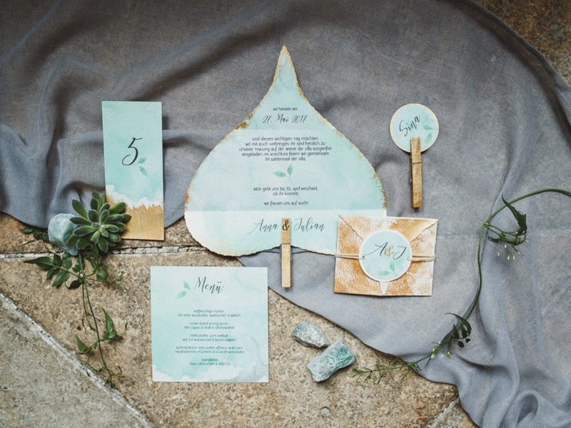 Hochzeitspapeterie Garden Style, Mint Blaue Papeterie