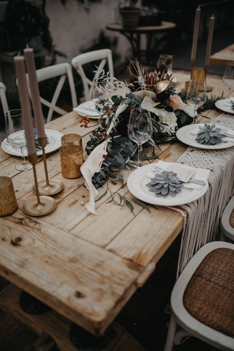 Tischdekoration Hochzeit, Hochzeitsdekoration, Bohohochzeit, Gewöchshaushochzeit