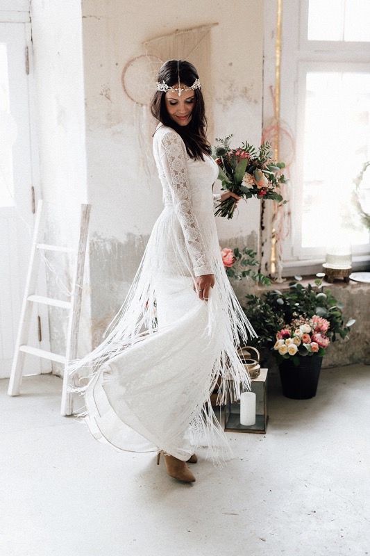 Brautkleid Boho, Fransenkleid, Das Brautstübchen