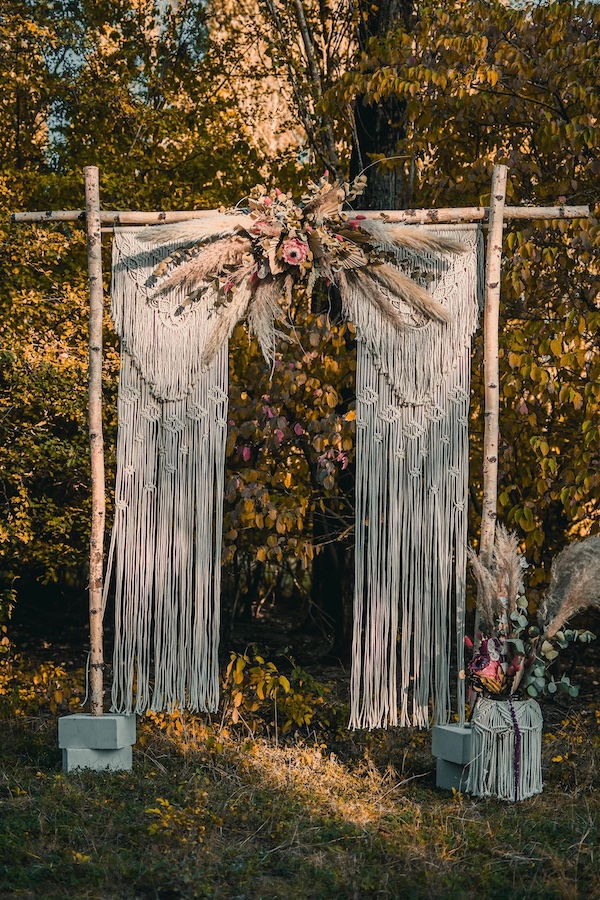 Hochzeitsdekoration, Makramee Hochzeitsdeko, Traubogen Makramee