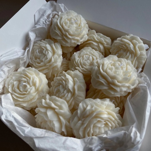 Hochzeitsdekoration, Blumenkerzen, Hochzeitsdeko Kerzen floral, Florale Kerzen, Pfingstrosen Kerze