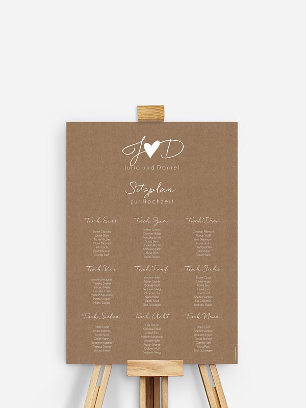 Sitzplan Hochzeit, Hochzeitsdekoration