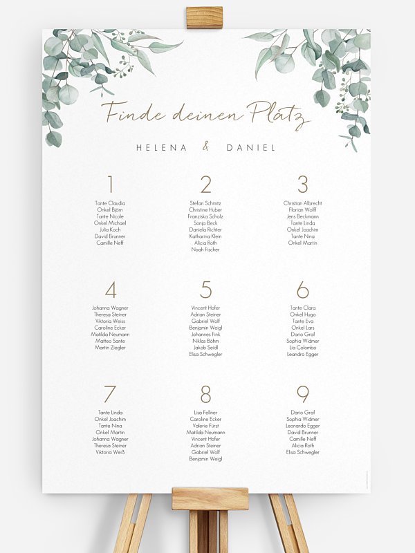 Sitzplan Hochzeit, Hochzeitsdekoration