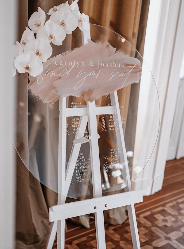 Tischplan, Sitzplan Hochzeit, Acryl Sitzplan