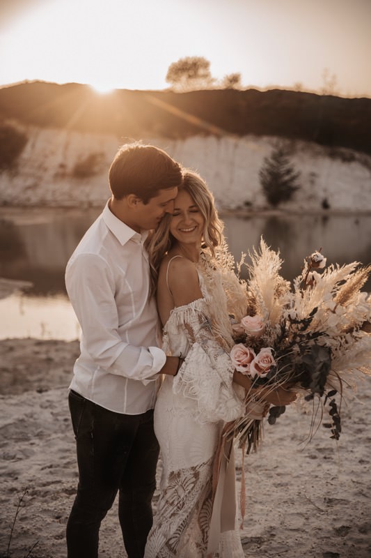 Brautstrauß Boho, Bohobraut Brautstrauß, Pampasgras Brautstrauß