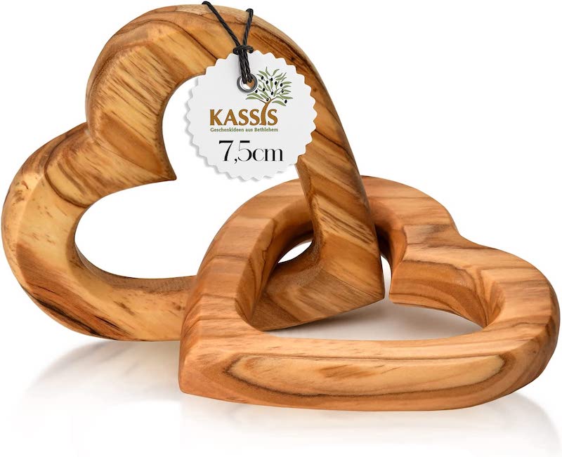 Hochzeitsgeschenk, Geschenkideen zur Hochzeit, Olivenholz Herzen