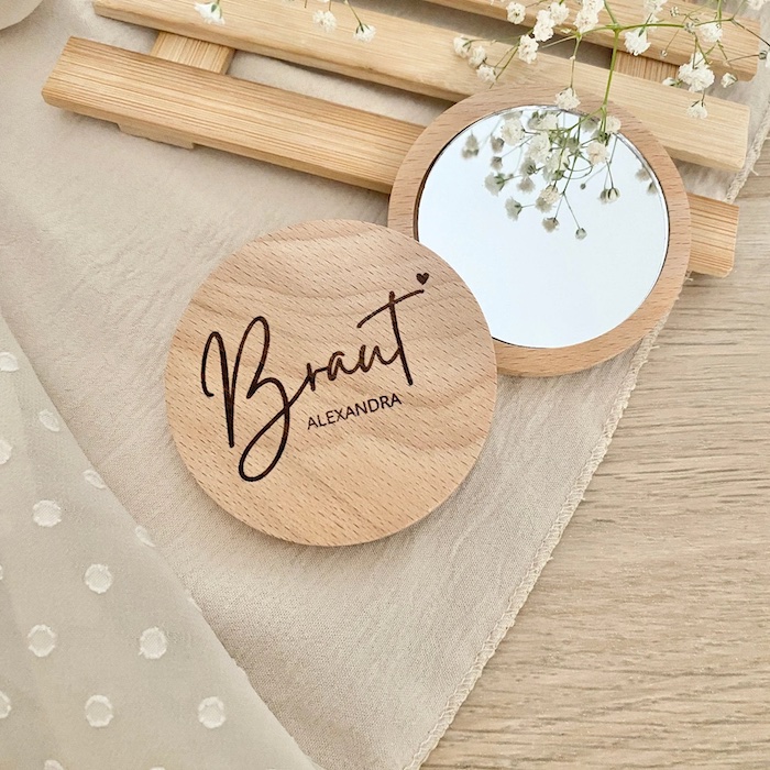 Brautspiegel, Braut Accessoires, Holzspiegel Braut