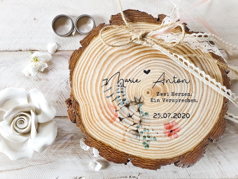 Eheringe Box, Ringscheibe, Baumscheibe Eheringe, Ringbox Hochzeit