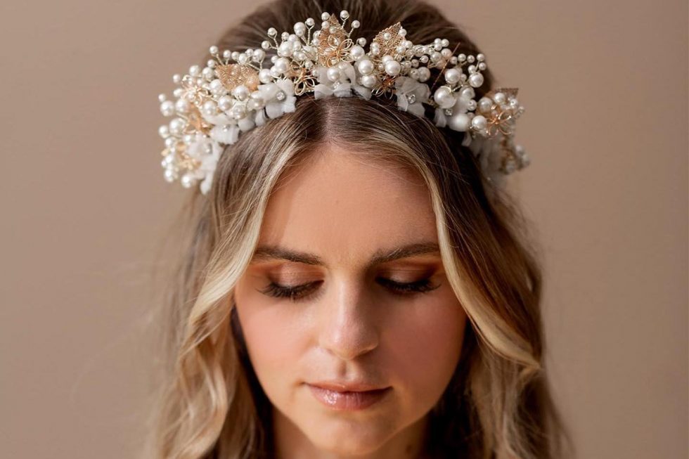 YERTTER Braut-Haarband Mit Kristall & Perlen – Roségold, Handgefertigt, Für Hochzeit, Party & Events
