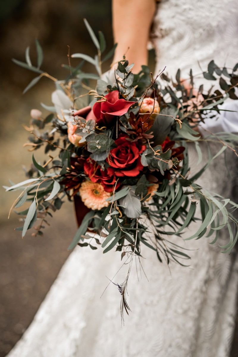 Brautstrauß Rot Orange Boho