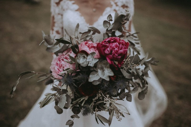 Brautstrauß Boho Pfingstrosen