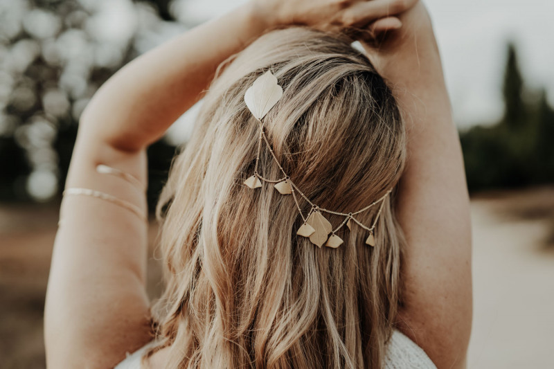 Bohobraut, Brautfrisur, Haarschmuck, Brautschmuck