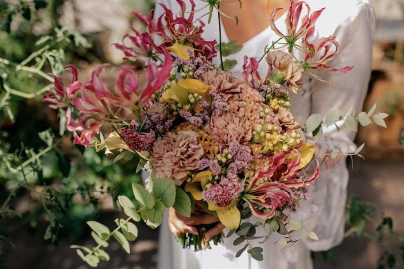 Brautstrauß Gelb Pink