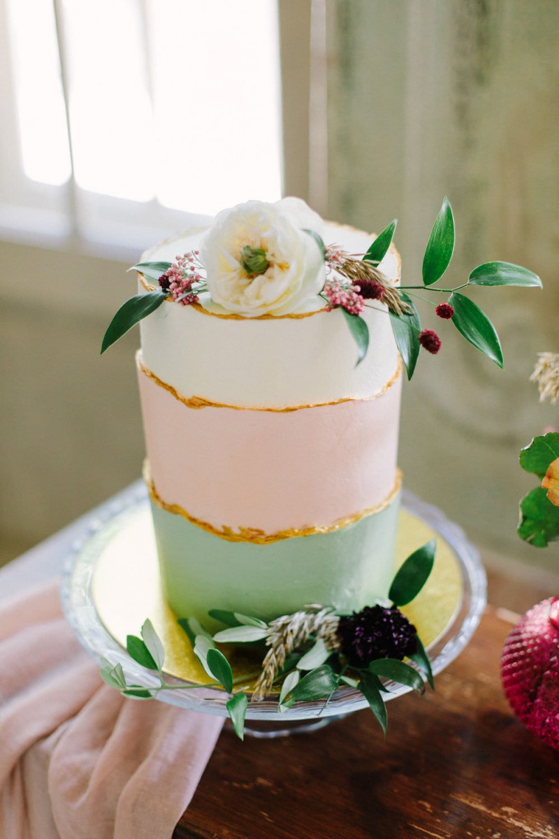 Hochzeitstorte Mint Rosé und Gold