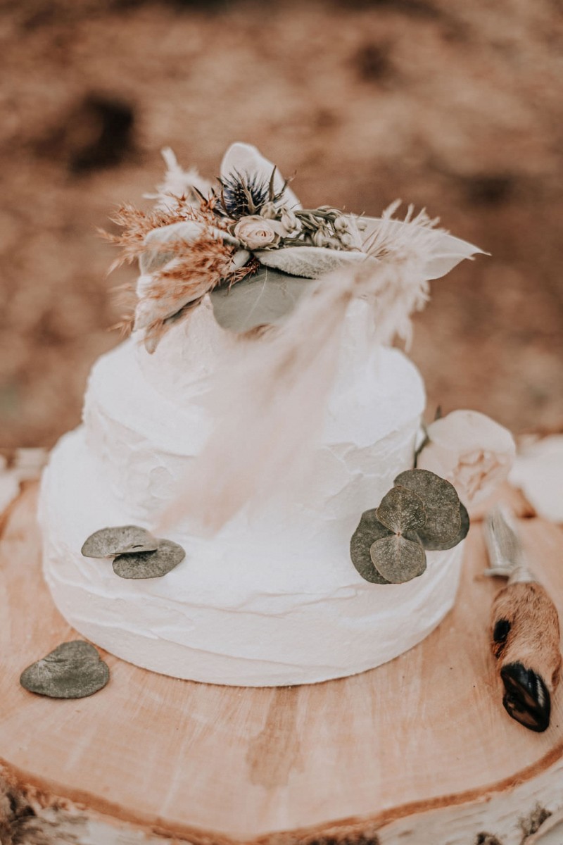 Hochzeitstorte Boho Weißer Fondant