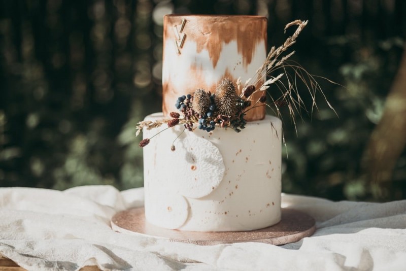 Hochzeitstorte Indian Summer Weiß Kupfer