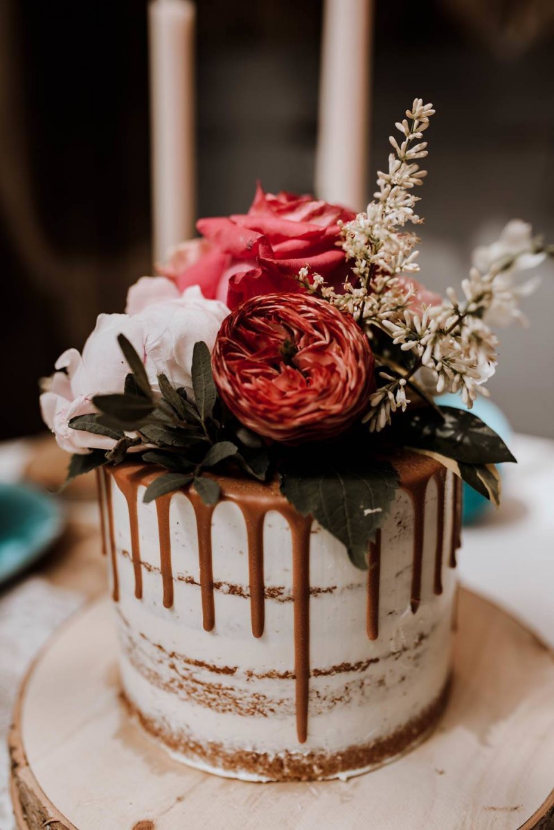Hochzeitstorte Drip Cake, Semi Naked Cake, Flower Cake Topper