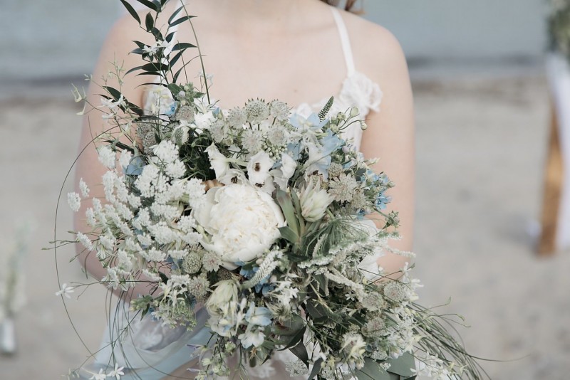 Brautstrauß Blau Weiß Boho