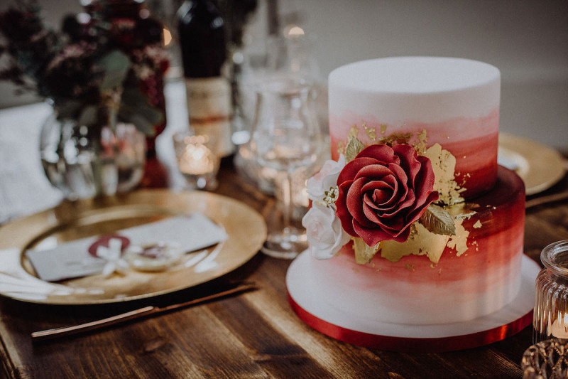 Hochzeitstorte Fondant, Rot, Winter