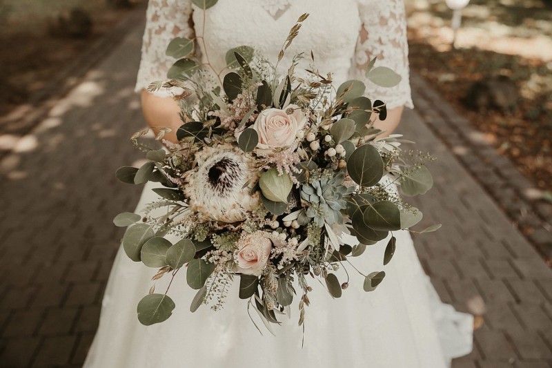 Brautstrauß Greenery Rosé