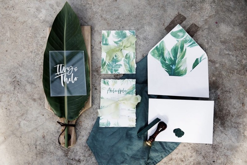 Hochzeitspapeterie Greenery, Acryl Papeterie