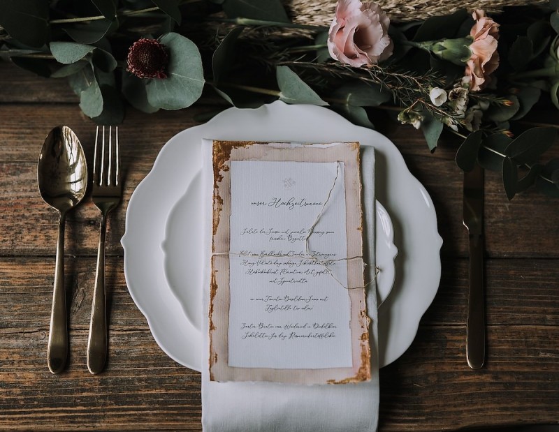 Hochzeitspapeterie Vintage, Rosé Gold Papeterie