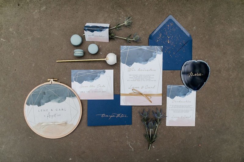 Hochzeitspapeterie Blau gold, Classic Blue, Pantone Farbe 2020 Papeterie