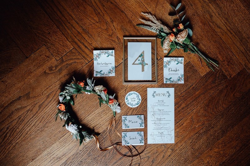 Hochzeitspapeterie Boho Floral, Papeterie Eukalyptus