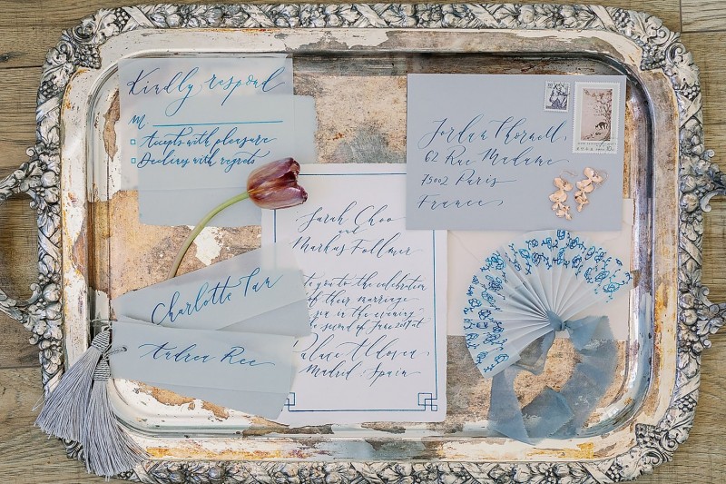 Hochzeitspapeterie Blau, Kalligrafie Papeterie, Classic Blue, Pantone Farbe 2020 Papeterie, Fine Art Weddings