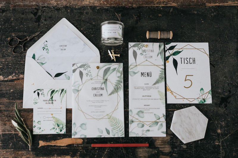 Hochzeitseinladungen im Greenery Stil mit Eukalpytus und Farn Menükarten Hochzeit, Save the Date Karten Hochzeit, Hochzeitseinladungen, Einladungen zur Hochzeit, Einladungskarten Hochzeit