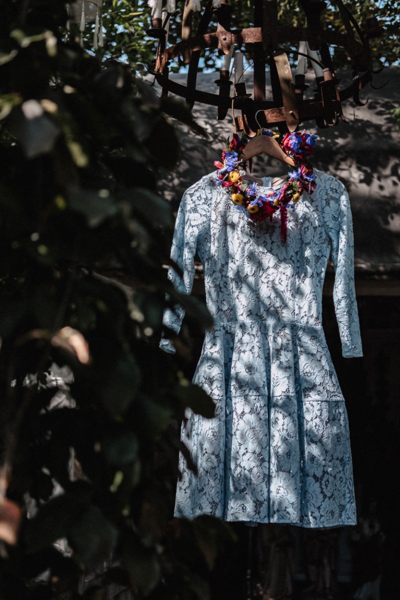 Brautkleid blau, kurzes Brautkleid