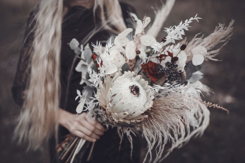 Brautstrauß Boho Weiß