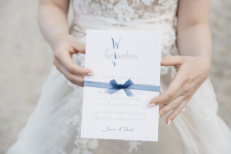 Hochzeitspapeterie maritim weiß und blau