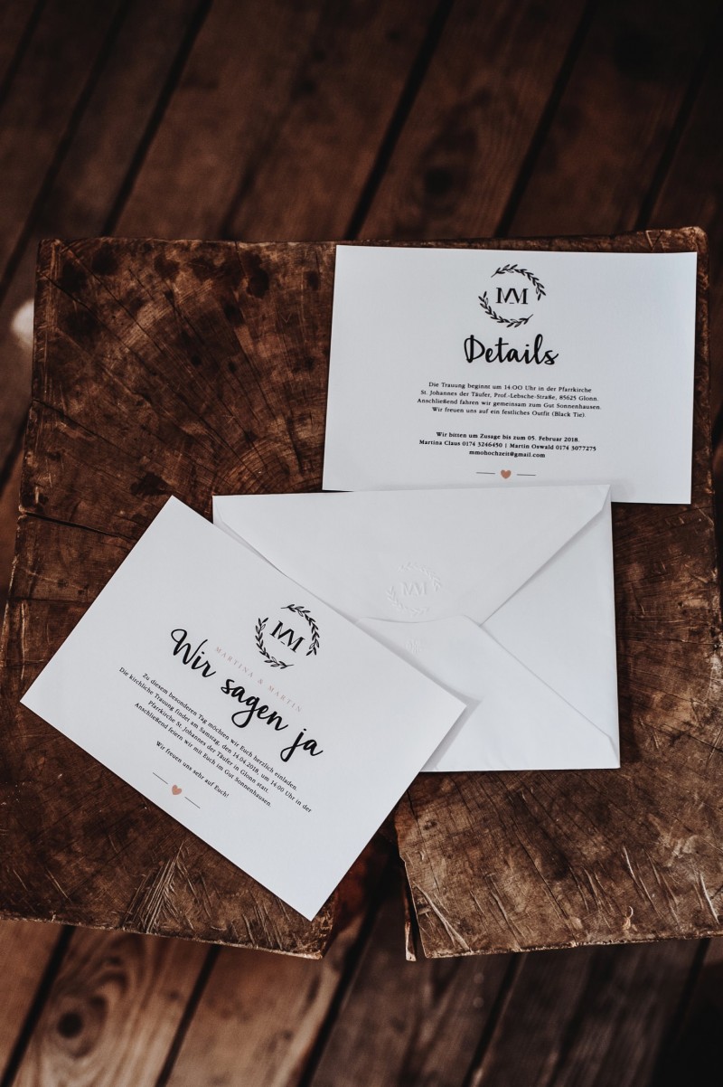 Hochzeitspapeterie Schwarz/Weiß, Hochzeitslogo