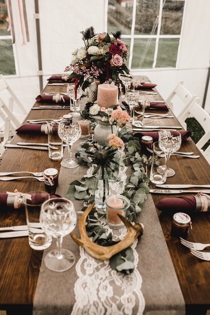 Tischdekoration Hochzeit, Hochzeitsdekoration, Bohohochzeit, Gartenhochzeit, Herbsthochzeit