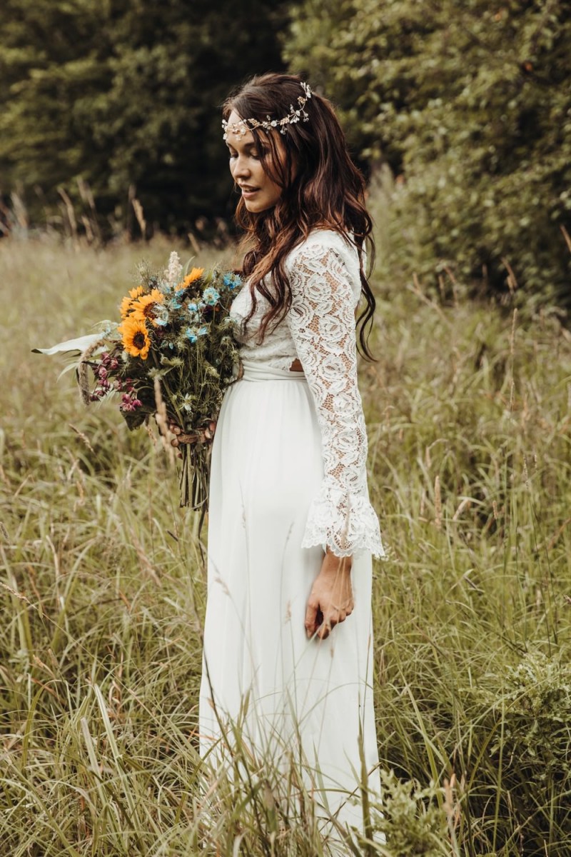 Brautkleid Boho, Brautkleid Langarm
