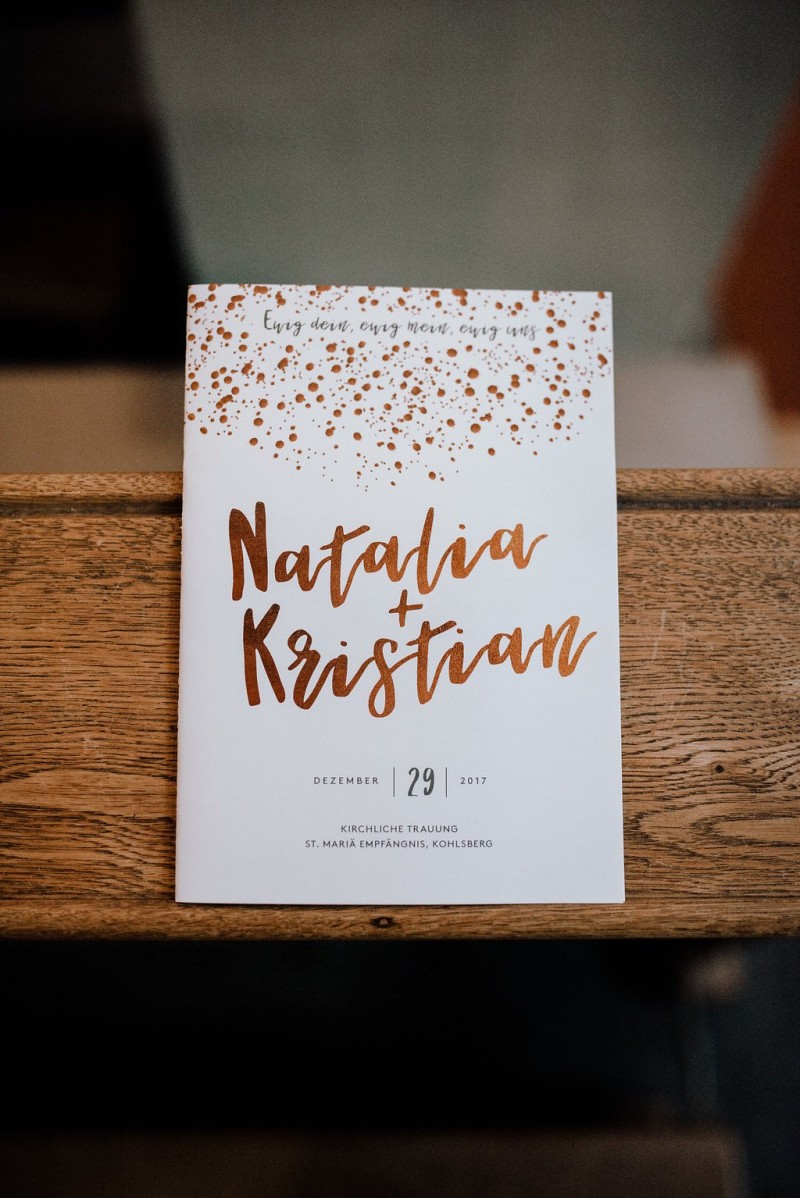 Hochzeitspapeterie Roségold, Kirchenhefte