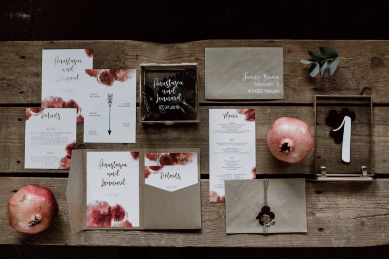 Hochzeitspapeterie Boho, Winterhochzeit Papeterie