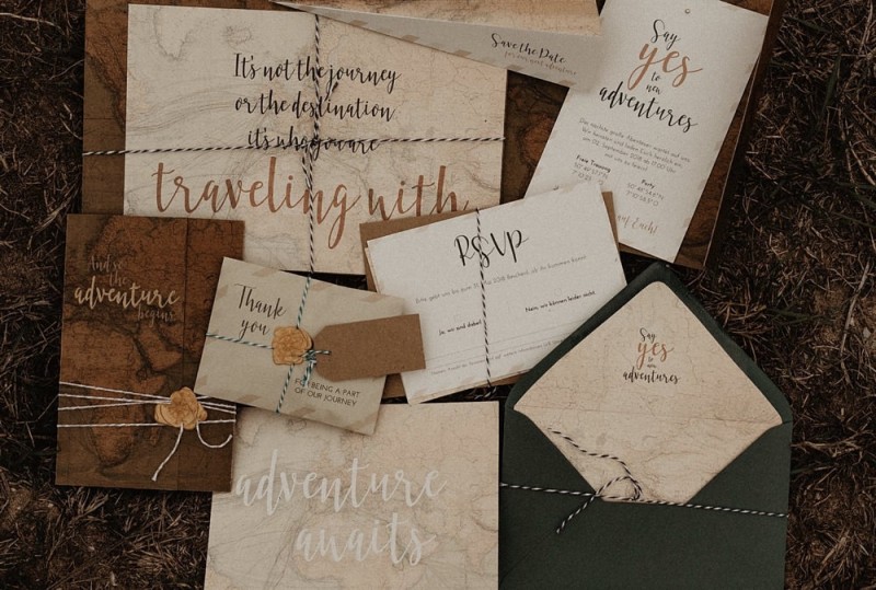 Hochzeitspapeterie Vintage Travellook, Vintage Travelhochzeit Papeterie